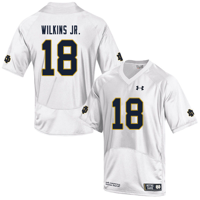 Men #18 Joe Wilkins Jr. Notre Dame Fighting Irish College Football Jerseys Sale-White - Click Image to Close
